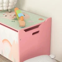 Baule Portagiochi per Bambini con Coperchio e Cerniera di Sicurezza in MDF, 60x37x39cm, Rosa