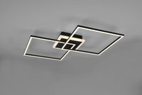 ARRIBO PLAFONIERA LED 35,5W  3850lm, 3000K  DOPPIO QUADRATO NERO OPACO CON TELECOMANDO MULTIFUNZIONE ANCHE RGB L.61CM