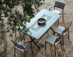 Tavolo Vegas 185X85 Grigio Con Decoro per soggriono, arredo bar ed esterni