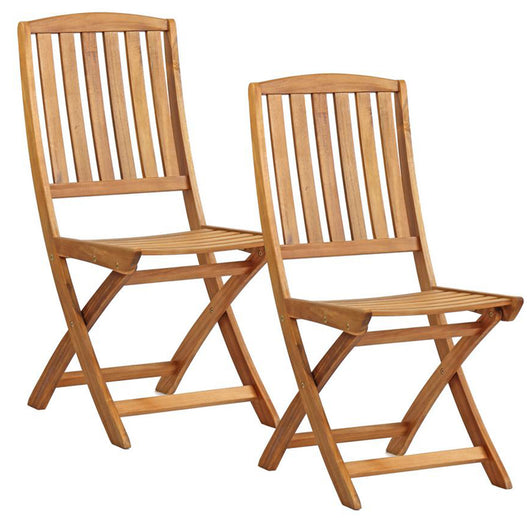 Set Da 2, Sedia Pieghevole Senza Braccioli Acacia