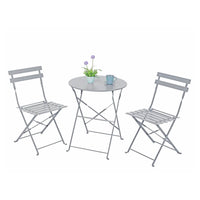 Set Filicudi Tavolo+2 Sedie Acciaio Grigio