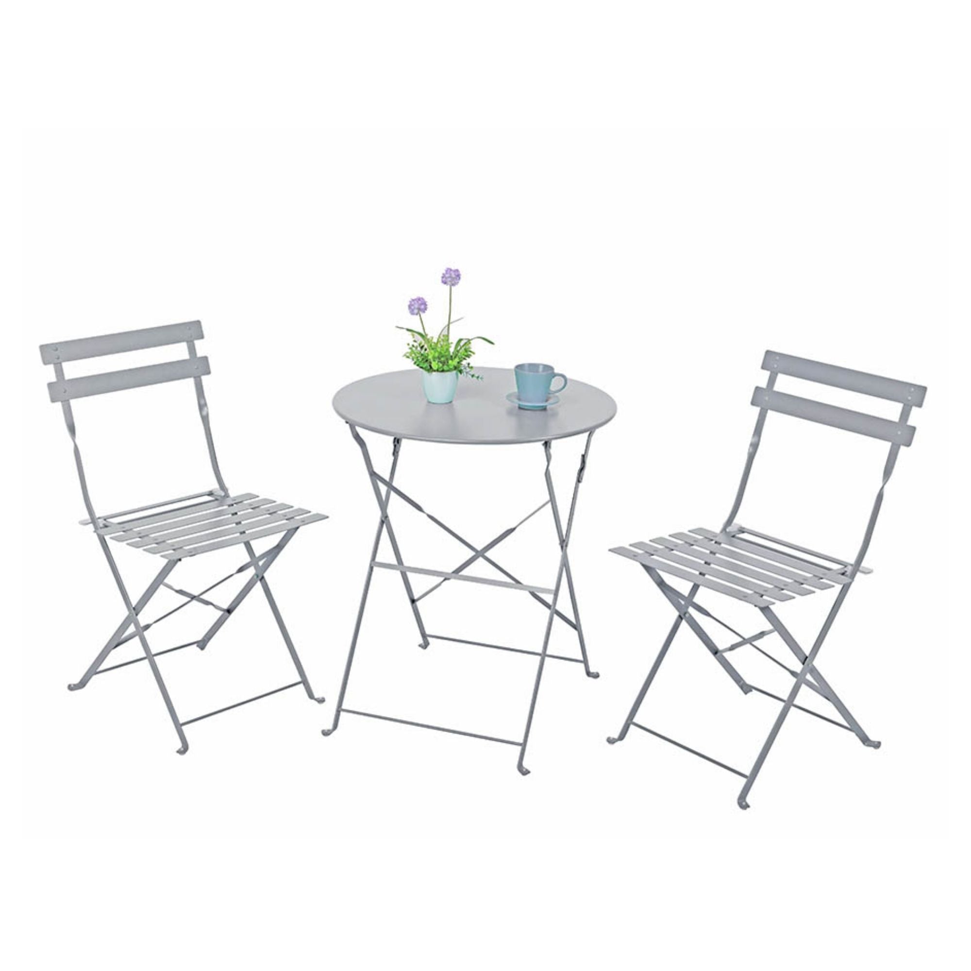 Set Filicudi Tavolo+2 Sedie Acciaio Grigio