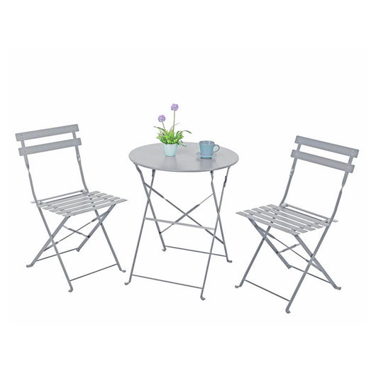 Set Filicudi Tavolo+2 Sedie Acciaio Grigio