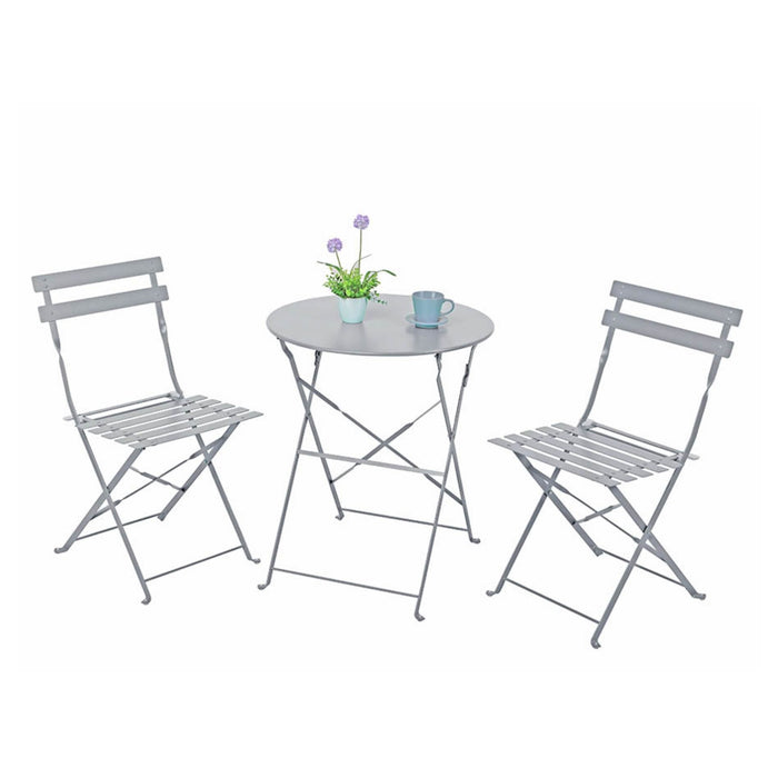 Set Filicudi Tavolo+2 Sedie Acciaio Grigio