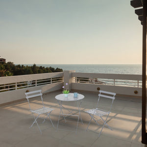 Set Filicudi Tavolo+2 Sedie Acciaio Grigio