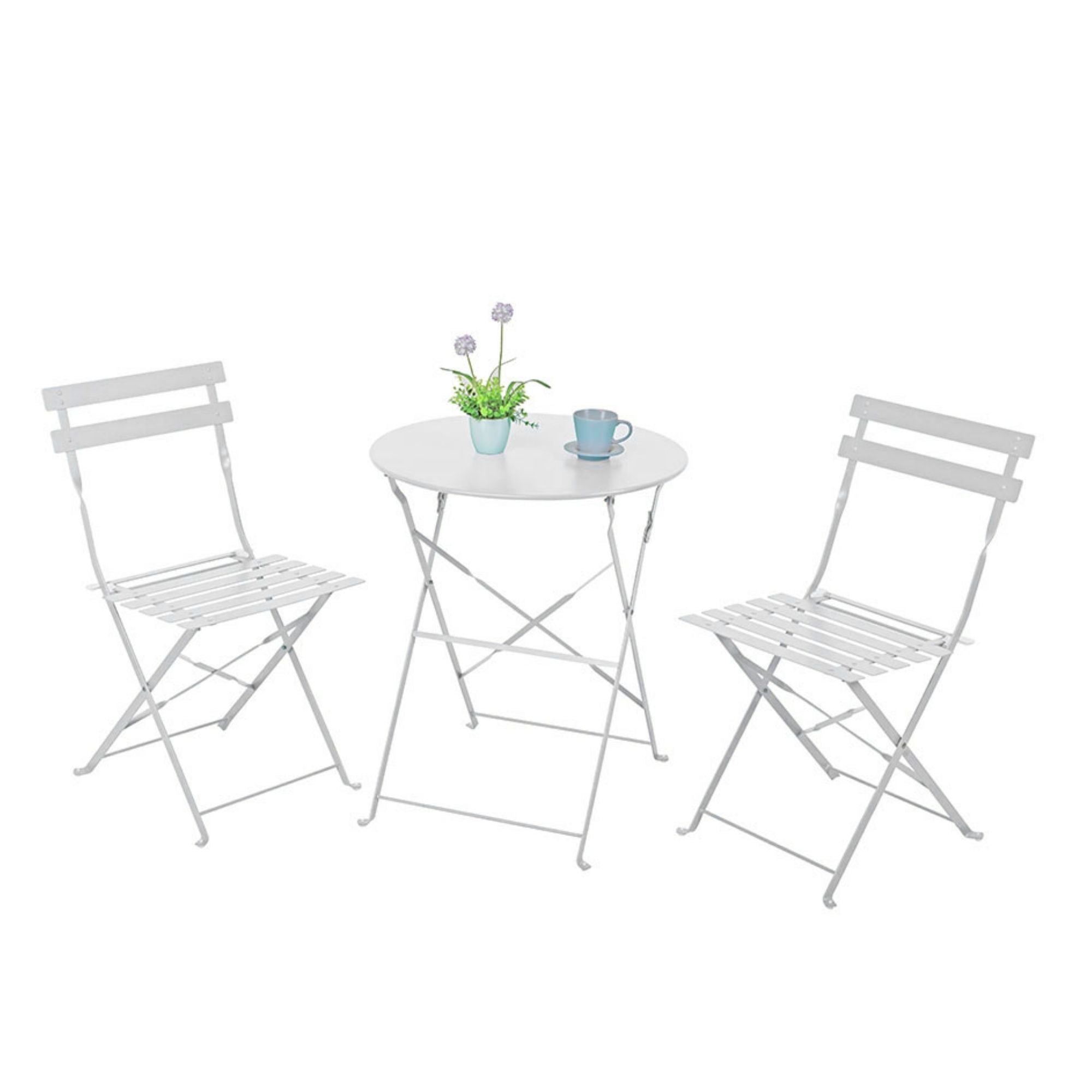 Set Filicudi Tavolo+2 Sedie Acciaio Bianco