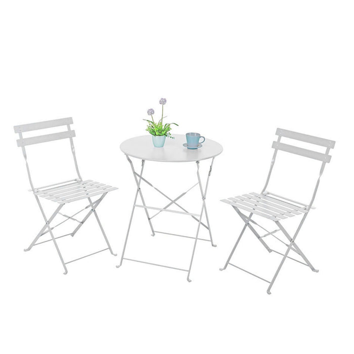 Set Filicudi Tavolo+2 Sedie Acciaio Bianco