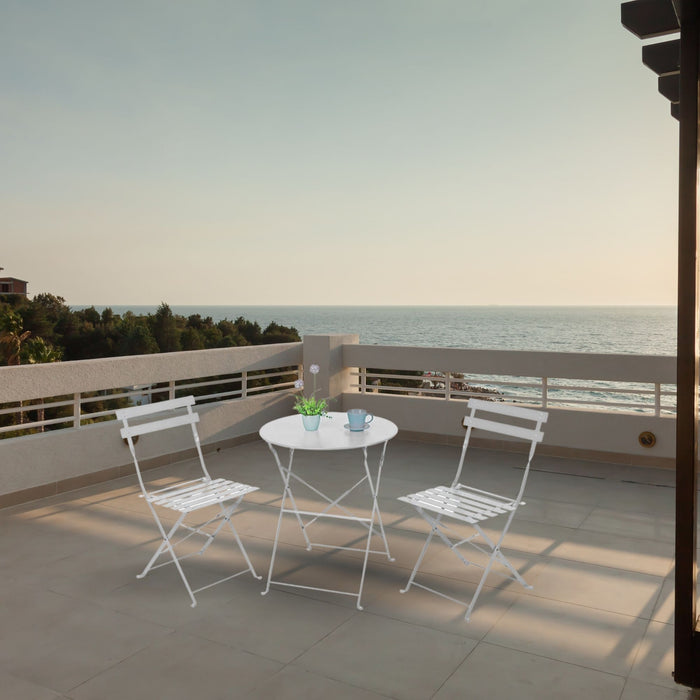 Set Filicudi Tavolo+2 Sedie Acciaio Bianco