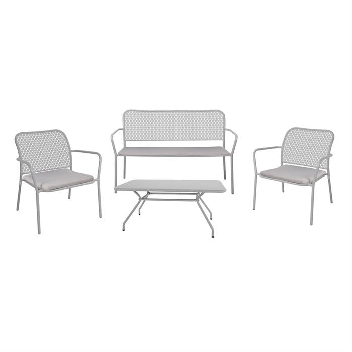 Set Divano+2Poltrone+Tavolino Grigio