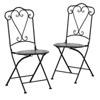 Set Da 2 Pz, Sedia Acciaio Nera per soggriono, arredo bar ed esterni