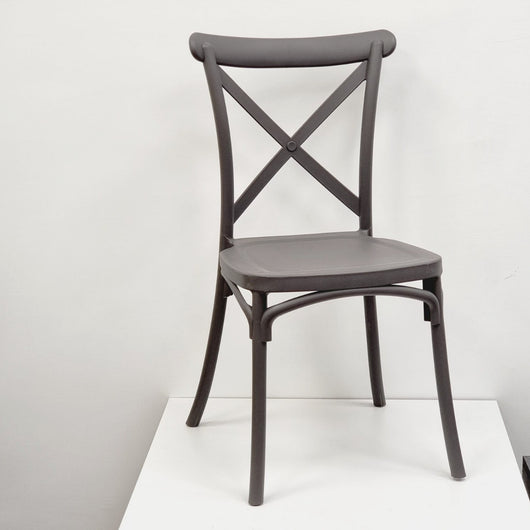 Set Da, 4 Sedia Cross Grigia In Polipropilene Per Soggiorno, Cucina E Arredo Bar