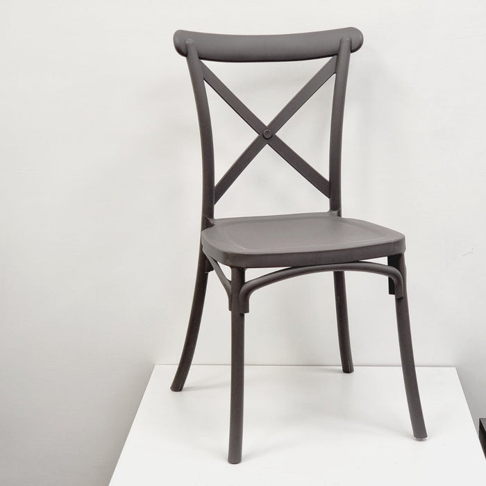 Set Da, 4 Sedia Cross Grigia In Polipropilene Per Soggiorno, Cucina E Arredo Bar