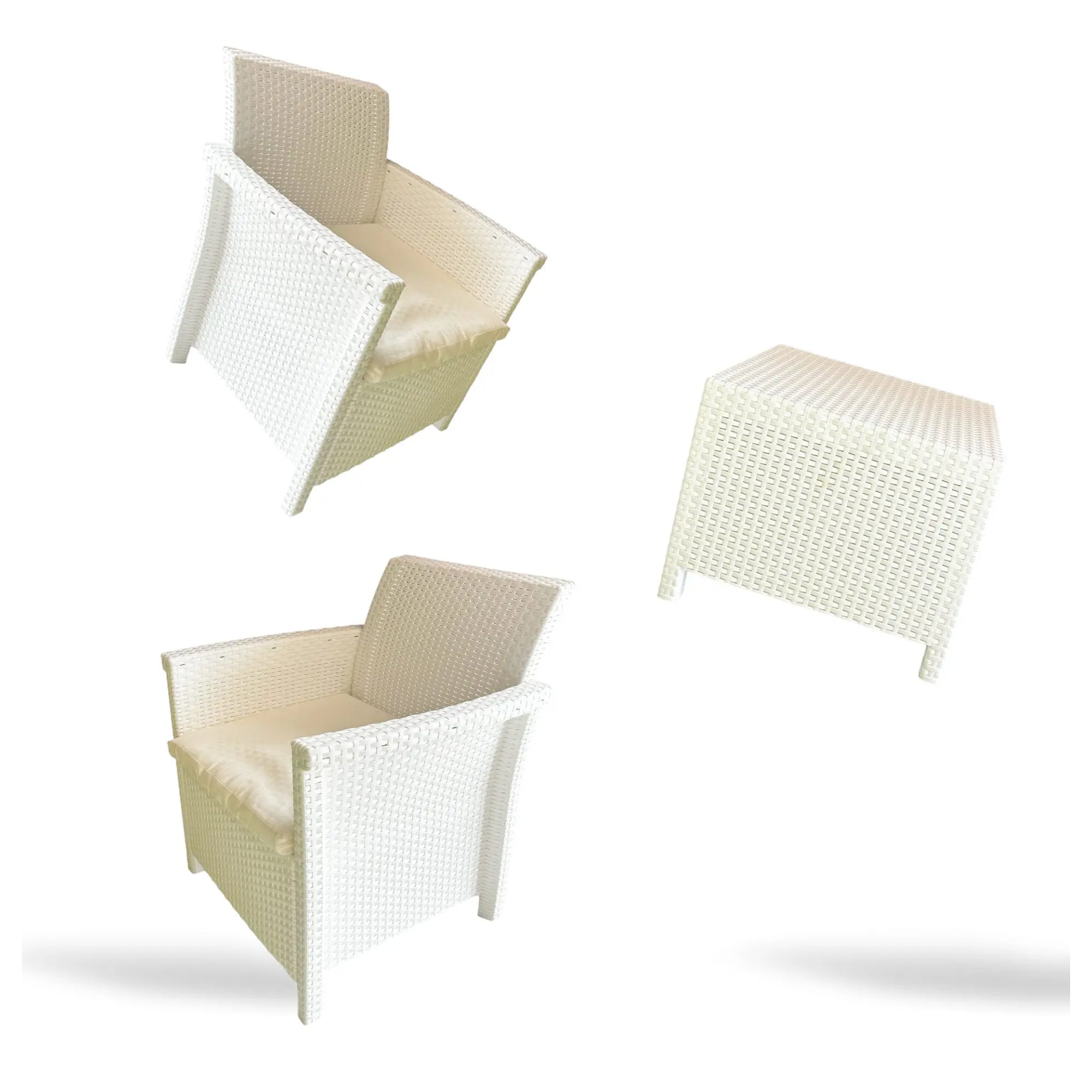 Set Holiday 2 Poltrone C/Tavolino Bianco