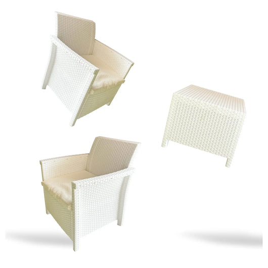 Set Holiday 2 Poltrone C/Tavolino Bianco