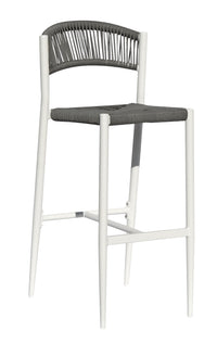Sgabello Rimini Alluminio Bianco E Corda Grigia per soggriono, arredo bar ed esterni