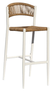 Sgabello Rimini Alluminio Bianco E Corda Beige per soggriono, arredo bar ed esterni