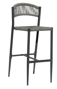 Sgabello Rimini Alluminio Grigio E Corda Grigia per soggriono, arredo bar ed esterni
