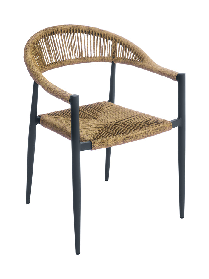 Poltrona Rimini In Alu Antracite Con Corda Beige per soggriono, arredo bar ed esterni