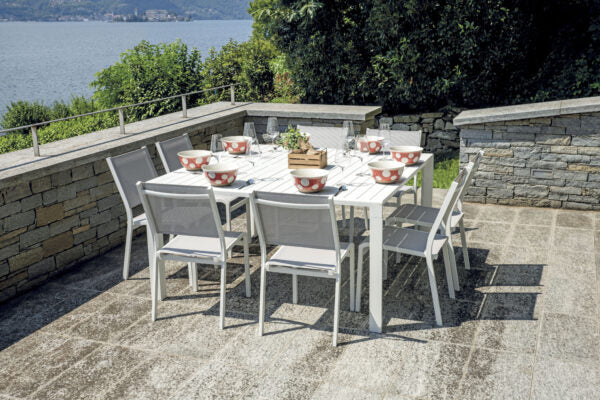 Tavolo Jeff 100/150*150 Alluminio Bianco per soggriono, arredo bar ed esterni