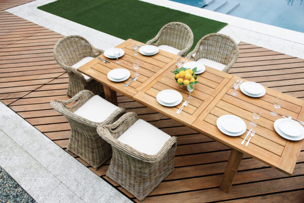 Tavolo Sutra 180/250*100 In Teak per soggriono, arredo bar ed esterni