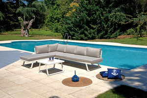 Set Salotto Angolare Alghero Alluminio Bianco per soggriono, arredo bar ed esterni