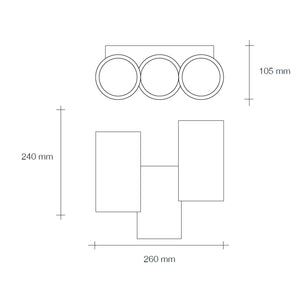 ARTA applique da parete 6 Luci attacco G9 Up/Down bianco in gesso L.260mm
