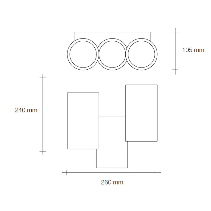 ARTA applique da parete 6 Luci attacco G9 Up/Down bianco in gesso L.260mm