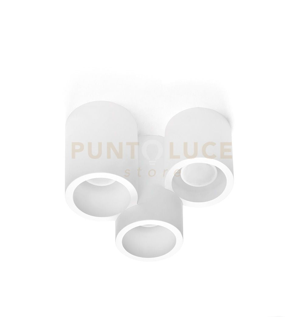 ARTA lampada da soffitto 3 Luci attacco GU10 tonda in gesso bianco