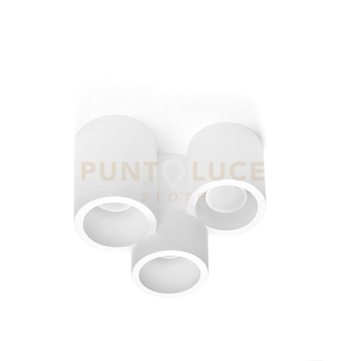 ARTA lampada da soffitto 3 Luci attacco GU10 tonda in gesso bianco
