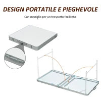 Tavolo Da Campeggio Picnic Pieghevole Portatile 120 x 60 x 54/70 cm