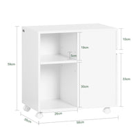 SoBuy Carrello Portaoggetti Supporto multifunzione per stampante e classificatore Armadio da ufficio Bianco 58x35x59cm ASK05-W