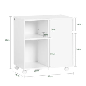 SoBuy Carrello Portaoggetti Supporto multifunzione per stampante e classificatore Armadio da ufficio Bianco 58x35x59cm ASK05-W