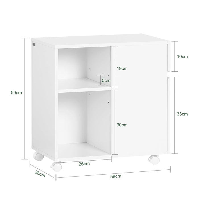 SoBuy Carrello Portaoggetti Supporto multifunzione per stampante e classificatore Armadio da ufficio Bianco 58x35x59cm ASK05-W