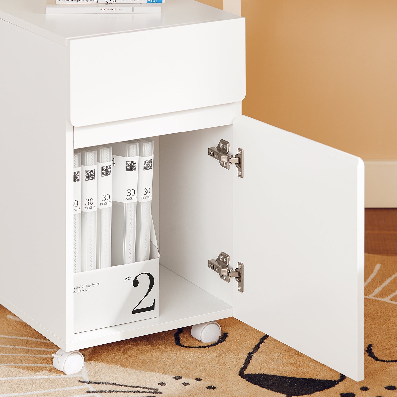 SoBuy Carrello Portaoggetti Supporto multifunzione per stampante e classificatore Armadio da ufficio Bianco 58x35x59cm ASK05-W