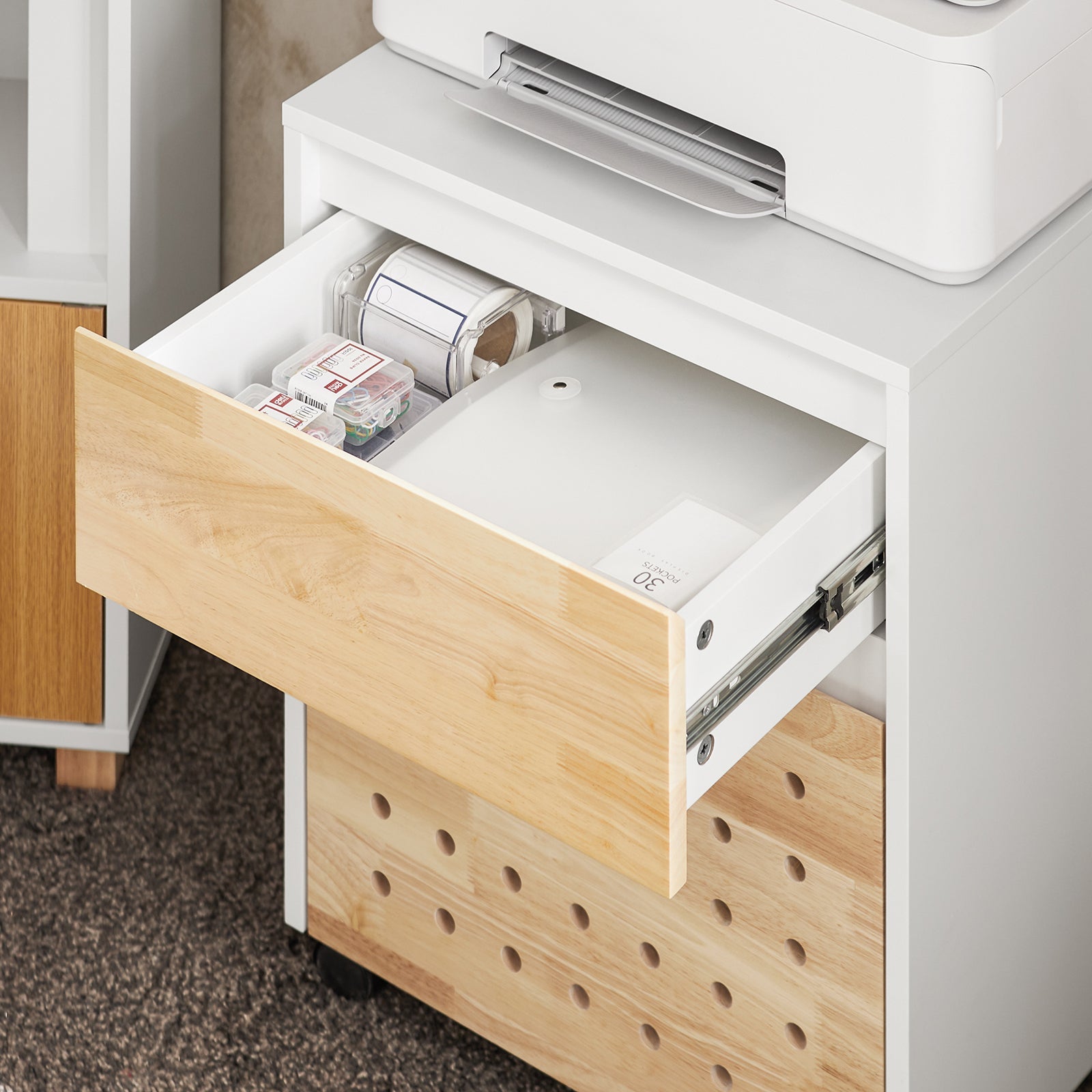 Carrello da ufficio Armadi archivio traslabili Tavolino 45x45x59cm ASK06-WN