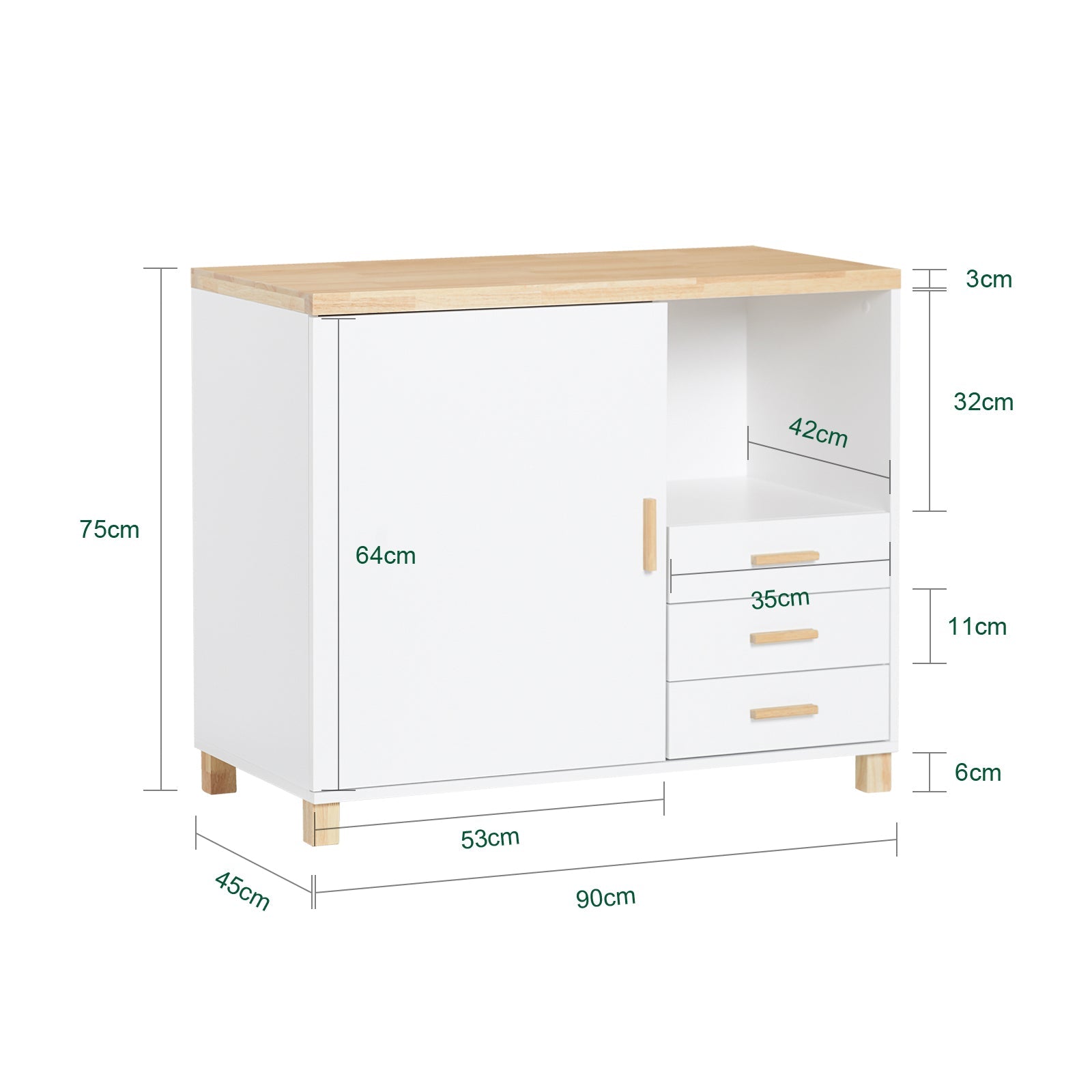 Tavolo da ufficio Armadi archivio Supporto stampante 90x45x75cm ASK07-WN