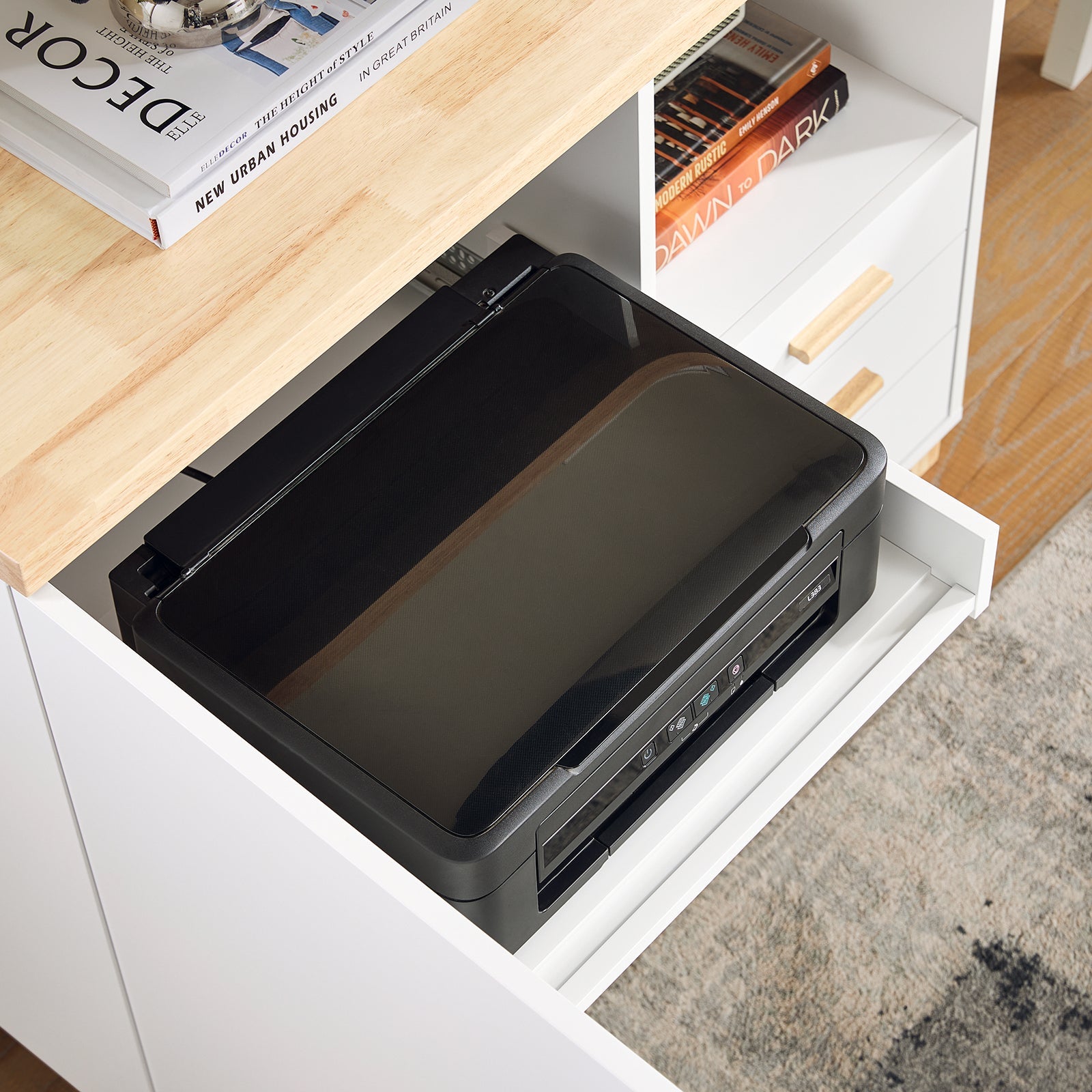 Tavolo da ufficio Armadi archivio Supporto stampante 90x45x75cm ASK07-WN