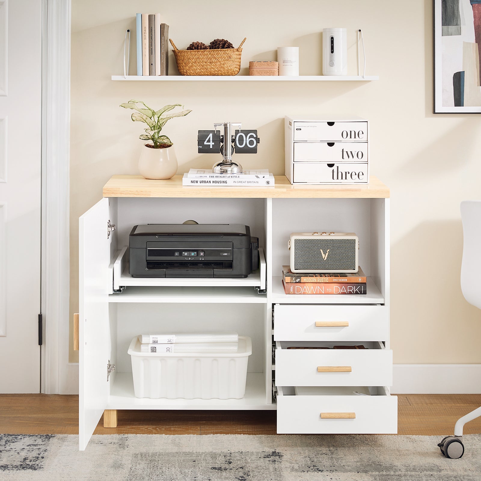 Tavolo da ufficio Armadi archivio Supporto stampante 90x45x75cm ASK07-WN