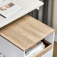 SoBuy Tavolino stampante Mobiletto ufficio Cassettiera compatta Supporto stampante Tavolino divano Bianco-Naturale 40x50x65 cm ASK08-WN