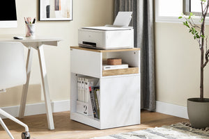 SoBuy Tavolino stampante Mobiletto ufficio Cassettiera compatta Supporto stampante Tavolino divano Bianco-Naturale 40x50x65 cm ASK08-WN