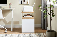 SoBuy Tavolino stampante Mobiletto ufficio Cassettiera compatta Supporto stampante Tavolino divano Bianco-Naturale 40x50x65 cm ASK08-WN