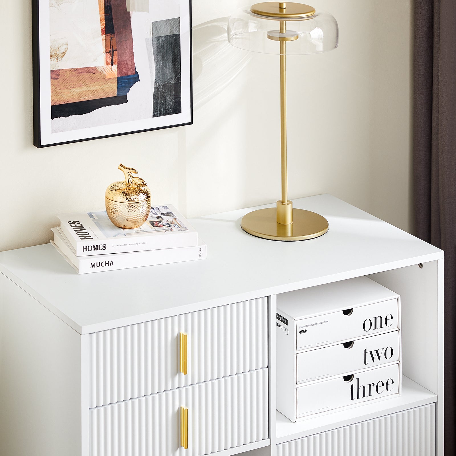 SoBuy Mobiletto Archivio Tavolo e Supporto per Stampante, Mobile Portaoggetti, Armadio Ufficio, Comodino, Tavolino Laterale Bianco, 80x40x75 cm ASK11-W