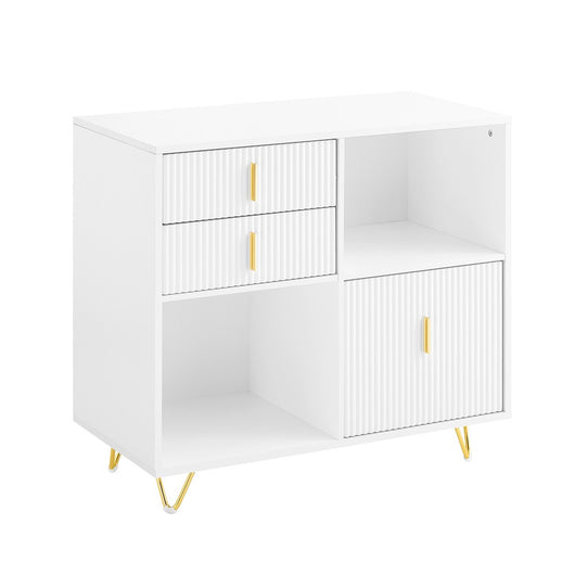 SoBuy Cassettiera Ufficio da Scrivania Schedario da Ufficio con 3 Cassetti e Armadietto Portaoggetti, Mobiletto Porta Stampante Salvaspazio Bianco 80x40x75 cm ASK11-W