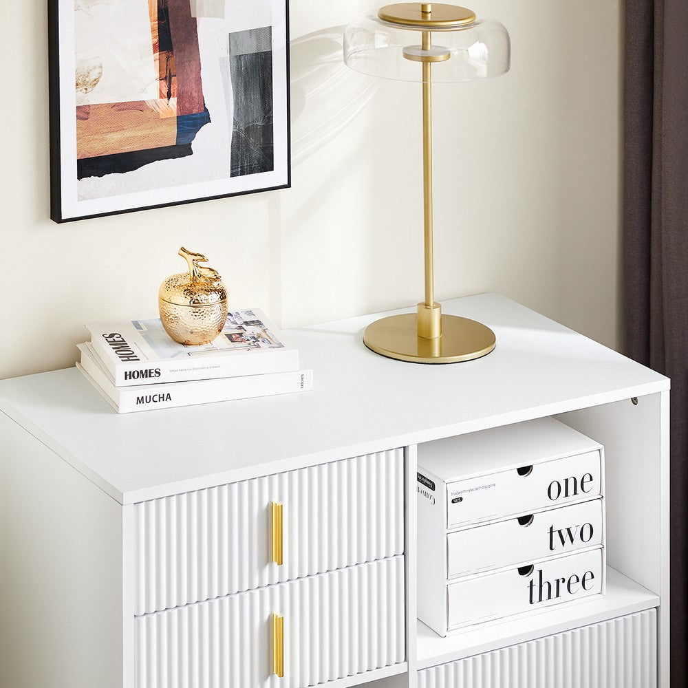 SoBuy Cassettiera Ufficio da Scrivania Schedario da Ufficio con 3 Cassetti e Armadietto Portaoggetti, Mobiletto Porta Stampante Salvaspazio Bianco 80x40x75 cm ASK11-W