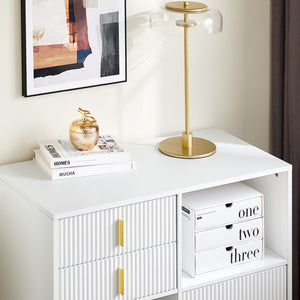 SoBuy Cassettiera Ufficio da Scrivania Schedario da Ufficio con 3 Cassetti e Armadietto Portaoggetti, Mobiletto Porta Stampante Salvaspazio Bianco 80x40x75 cm ASK11-W