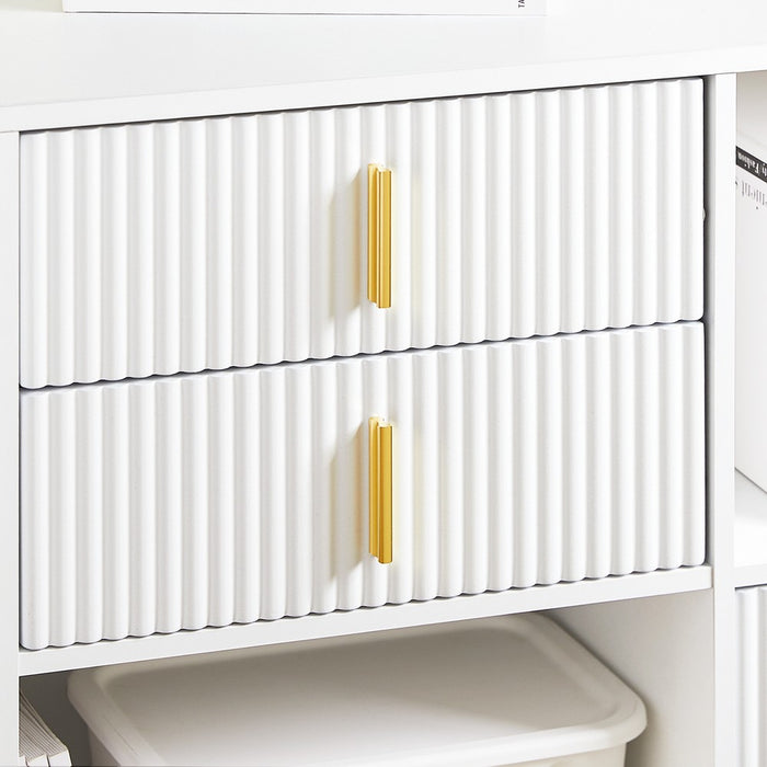 SoBuy Cassettiera Ufficio da Scrivania Schedario da Ufficio con 3 Cassetti e Armadietto Portaoggetti, Mobiletto Porta Stampante Salvaspazio Bianco 80x40x75 cm ASK11-W