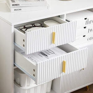 SoBuy Cassettiera Ufficio da Scrivania Schedario da Ufficio con 3 Cassetti e Armadietto Portaoggetti, Mobiletto Porta Stampante Salvaspazio Bianco 80x40x75 cm ASK11-W