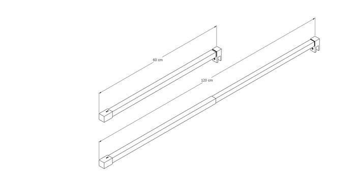 BRACCIO ASTA DI SUPPORTO IN ACCIAIO PER VETRO WALK-IN REGOLABILE DA 65 A 120 CM 