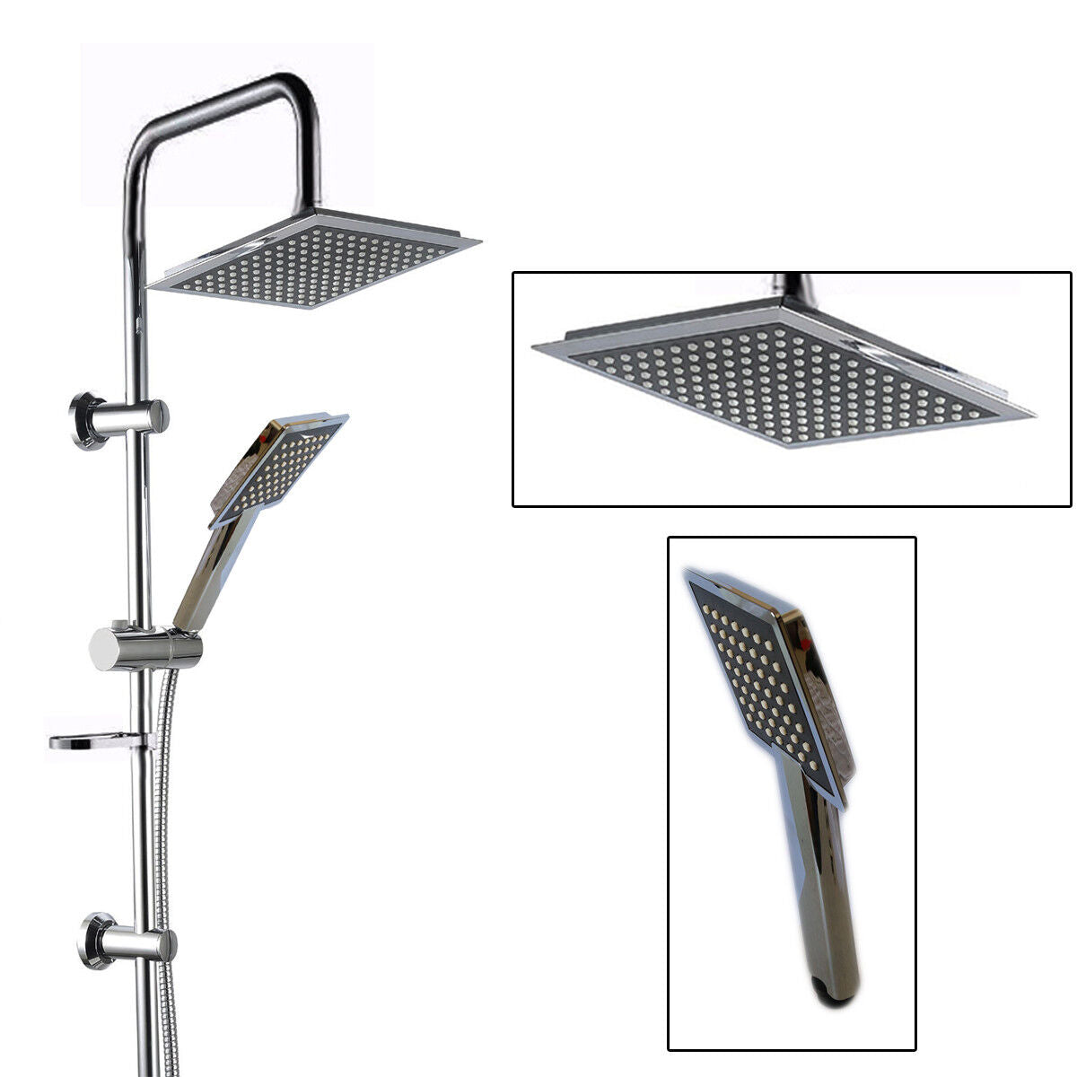 ASTA SALISCENDI CROMATA COLONNA DOCCIA SOFFIONE FISSO DOCCETTA SALISCENDI 9005V2