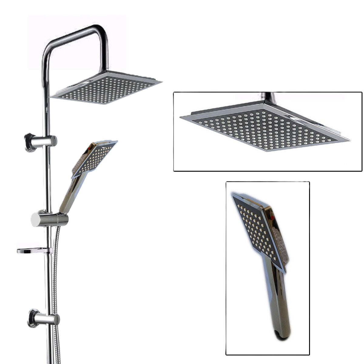 ASTA SALISCENDI CROMATA COLONNA DOCCIA SOFFIONE FISSO DOCCETTA SALISCENDI 9005V2